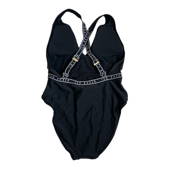 NWT Ted Baker Black Logo Cross Back One-Piece Swimsuit - Picture 2 of 7